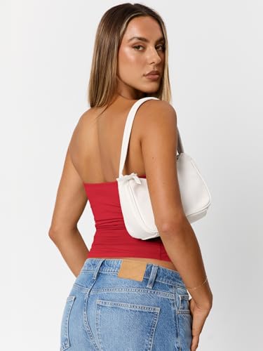 Trendy Queen Womens Cute Summer Tube Tops Going Out Strapless Ruched Backless Sleeveless Bandeau Y2k Clothes 20254