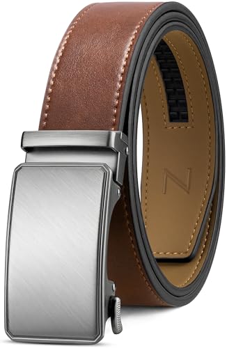 Image of Zitahli Belt Men,Leather Ratchet Belt for Men Dress Casual Every Day with Adjustable Buckle,Trim to Fit For Gift