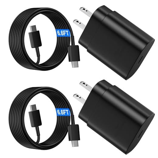 Android Charger, 25W Super Fast Charger USB C Samsung Phone Charger Fast Charging 6.6FT C Type Cord for Samsung Galaxy S25/S25 Ultra/S25+/S24/S24 Ultra/S24+/S23 Ultra/S23/s22/S21/S20/Note 20/10