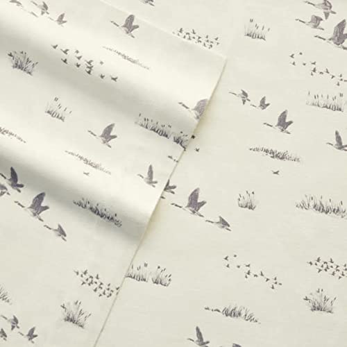 Image of Eddie Bauer - Flannel Sheets Full Size, Anti-Pilling & Wrinkle Resistant Cotton, Touchably Soft for All-Season Comfort - Bed Sheets with Matching Pillowcases & Fitted Sheet (Geese Meadow Yellow)