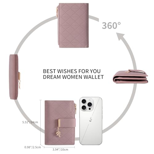 Image of SENDEFN Wallets for Women Leather RFID Blocking Credit Card Case Holder Purse Zipper Pocket with ID Window