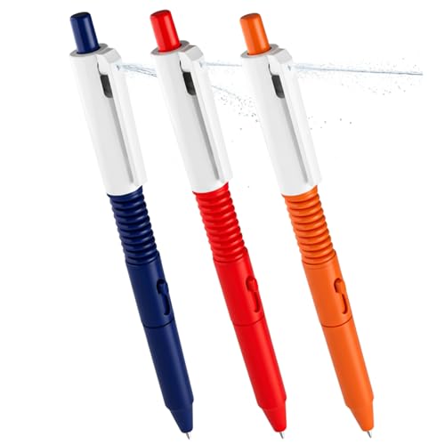 FNANJWQ 3 Pcs Pen that Sprays Water Water Spary Kids Toy Pen 2 in 1 Funny Prank Retractable Pens for Pranks and Tricks Writing and Spraying Blue Red Orange