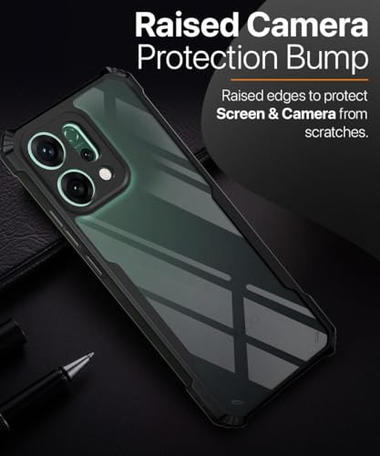Image of WOW IMAGINE Shock Proof Clear Protective Back Case for Oppo Reno 14 Pro 5G - AirEDGE Technology | 360 Degree Camera Protection | Transparent Hybrid Back Case Mobile Cover - Black