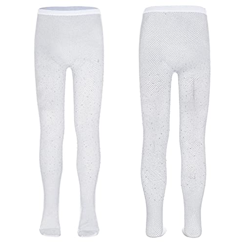 Kids Girls Fishnet Stockings Footed Leggings Tight with Glitter Rhinestone Mesh Socks Pantyhose3