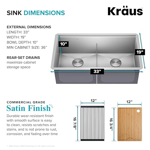 KRAUS Kore 33-Inch Undermount Workstation 16 Gauge Double Bowl Stainless Steel Kitchen Sink with Accessories, KWU112-33 by Kraus - Image 4