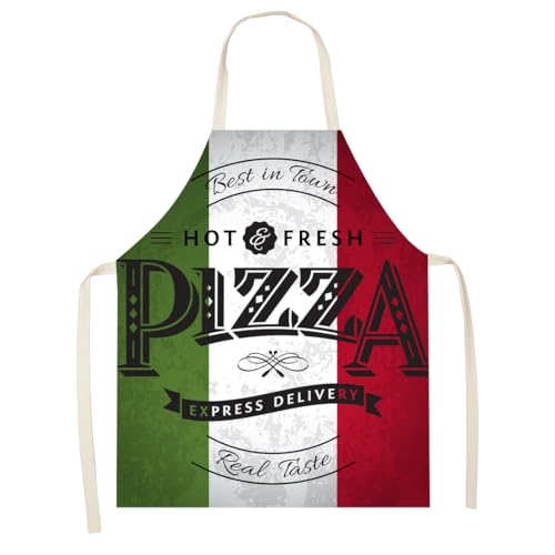 AEIXYA 1 Stück Pizza Schürze, 60 X 80Cm Lustige Küchenschürze, Italienische Flagge Grillschürze Für Männer Lustig,Grillschürze Für Männer, Geeignet Für Damen Und Herren(A)