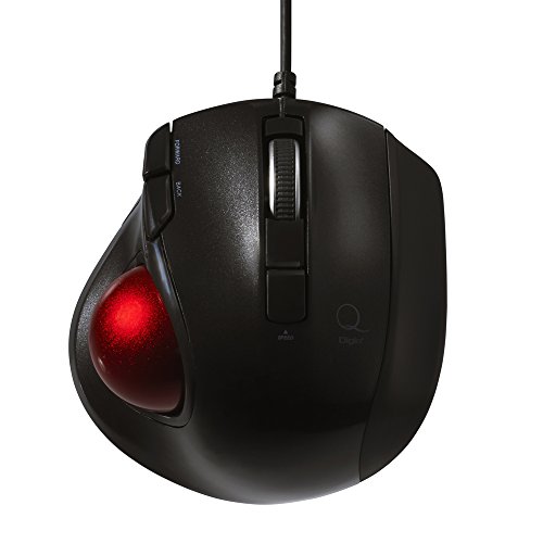 Digio2 Q 小型 トラックボール 有線マウス 静音 5ボタン グロスブラック 48371