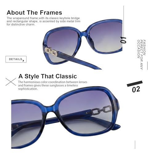 Image of SIPHEW Polarized Sunglasses for Women | Vintage Square Sunglasses w UV400 Protection | Womens Wraparound Shade