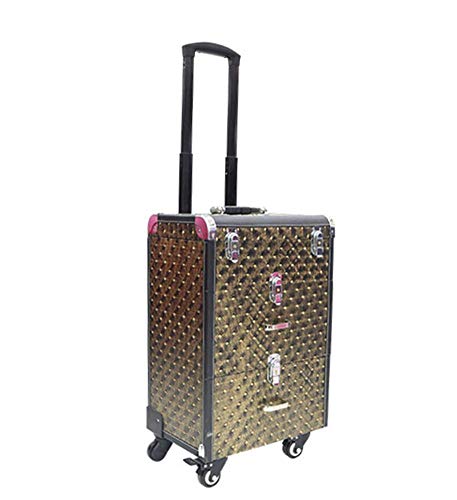 BYCDD Trolley Kosmetikkoffer Schminkkoffer, Tragbarer Reisen Multikoffer Etagenkoffer 2-Schicht-Make-up Koffer Beauty…