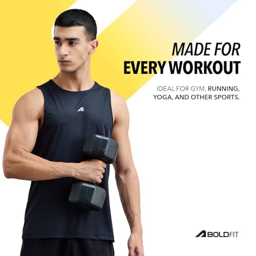 Image of Boldfit Men's Polyester Regular Fit Vest - Multipurpose Sando for Gym, Running, Outdoor - Sleeveless Undershirt, Round Neck Baniyan - Quick Drying, Breathable