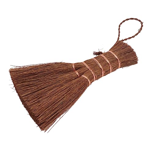 1pc Mini Brown Broom Toy Duster Cars Miniature Broom Brush Whisk Broom Brush Car Accessory for Mini Household Cleaning Broom Ceremony Cleaning Broom Natural Palm Broom Copper Wire HAPINARY
