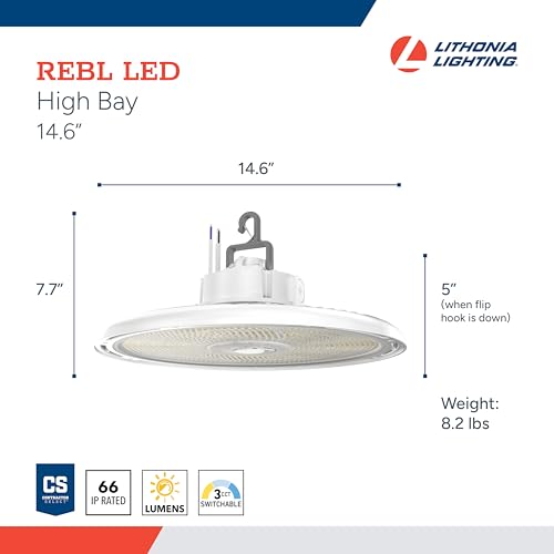 Image of Lithonia Lighting Round High Bay LED Light Adjustable Lumens, 3-in-1 CCT