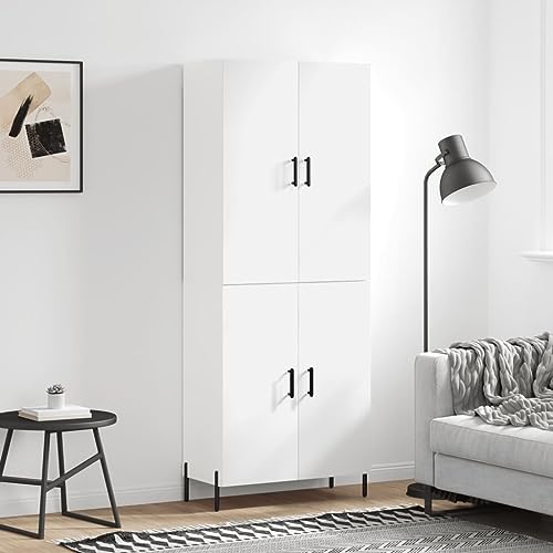 Genérico Aparador Alto Madera contrachapada Blanco 69,5x34x180 cm,Armarios y Almacenamiento,Aparadores-3195683
