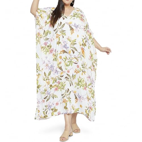 Image of Oussum Women Long Maxi Plus Size Polyester Kaftan Gown, Womens Kaftan Dresses Lounge Resort Wear, Plus Size Kaftan