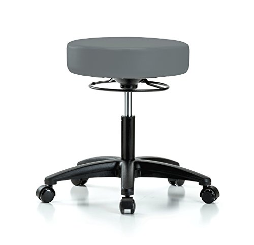 Perch 360 Degree Rolling Height Adjustable Massage Therapy Swivel Stool for Carpet or Linoleum | Desk Height | 300-Pound Weight Capacity | (Cinder Fabric)