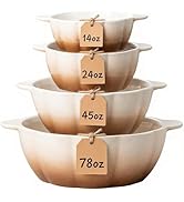 MISSYSSIM Ceramic Mixing Bowls, Large Serving Bowls Set of 4, 14/24/45/78 oz Food Storage Bowls C...