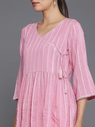 Image of Libas Womens Woven Design Cotton Blend A Line Kurti for Women Suit