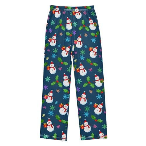 Christmas Pajama Pants Snowman Snowflakes Gift Long Sleep Pants Lounge Bottoms
