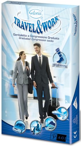 p age Gloria Med TRAVEL WORK 15, Calze a Compressione Graduata, Blu, 15-20 mmHg, Gambaletti Unisex da Viaggio e Lavoro Colore Nero