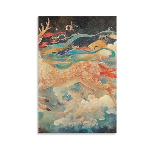 Cuadro en lienzo del Dios del ciervo para decorar un salón moderno de 50x75cm