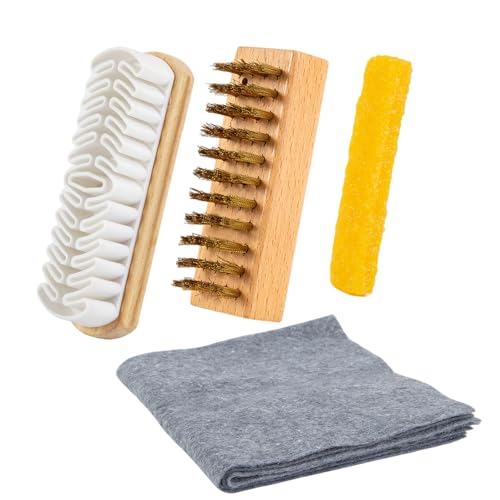 PLKDJDM 4Pcs Suede Brush and Eraser Set Multi Purpose Rubber Suede Brush with Brass Bristle Brushes Microfiber Towel Cloth Cleaning Eraserfor for Leather Cleaning Hat Suede Clothes
