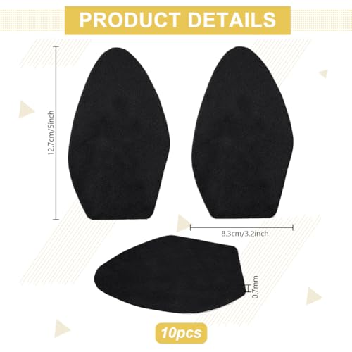Image of PH PandaHall 20pcs Suede Soles Self Adhesive Half Soles Shoes Pads Non-Slip Shoe Sole Protectors Stick on Suede Patches for Dance Shoes High-Heeled Pole Dance Shoe Protectors 5x3.3, Black