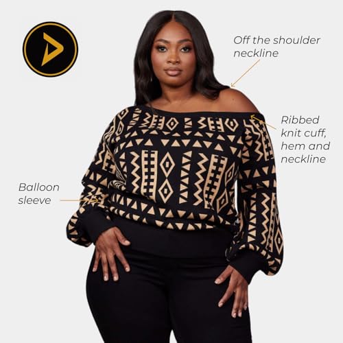 Image of D'IYANU | Hiba African Pattern Ankara Women's Sweater | Traditional Culture with Long Sleeves