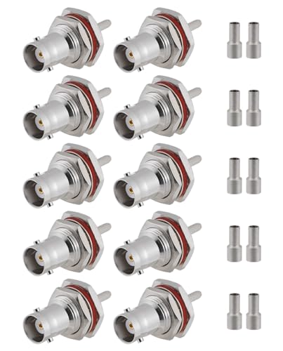 Vecys 10PCS BNC Conectores 50 Ohm BNC Hembra Engarce Conector para RG316 RG174 RF Coaxial Cable