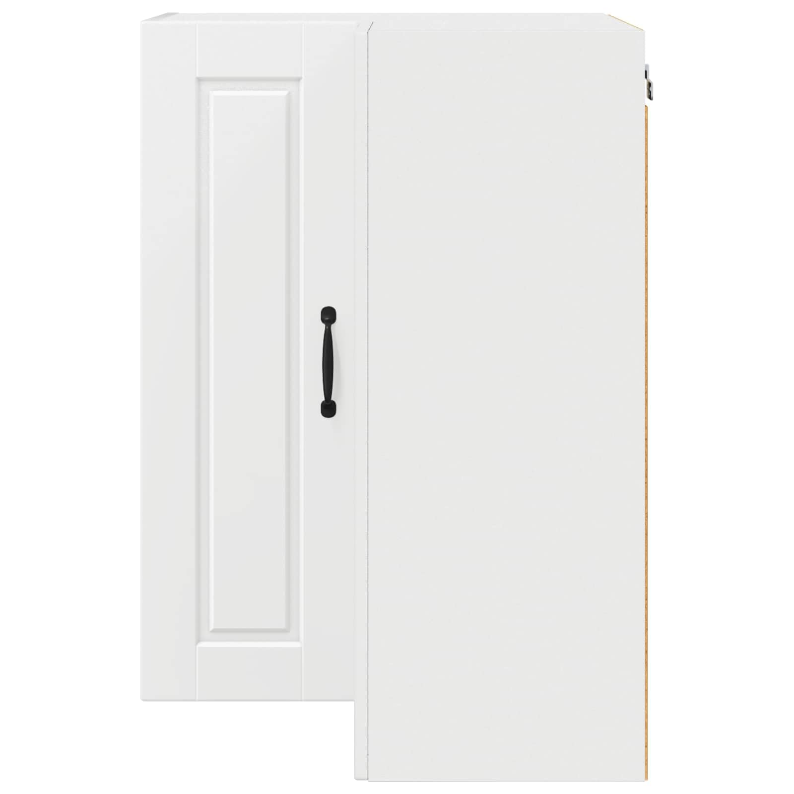 Armario esquinero de pared Porto blanco, 57 x 57 x 80 cm, con 3 estantes y 2 puertas, armario de cocina para almacenamiento y almacenamiento en cocina moderna