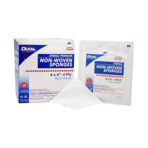 Dukal 7444 Sponge, Non Woven, 4-Ply, Sterile, 4" x 4", Pack of 1200 miniatura 1