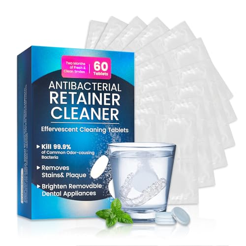 60 Pièces Efficace Nettoyant Gouttiere Dentaire,Tablettes pour Nettoyage Dentier,Nettoyant Gouttiere Dentaire pour Appareils Orthodontiques et...