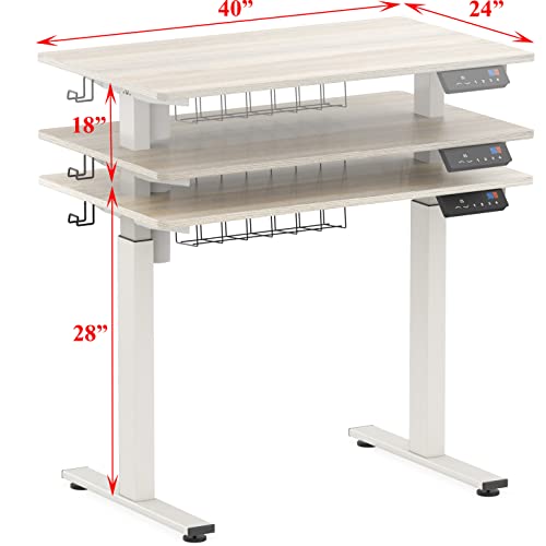 Shw Memory Preset Electric Height Adjustable Standing Desk, 40 X 24 Inches, Maple #TOP2