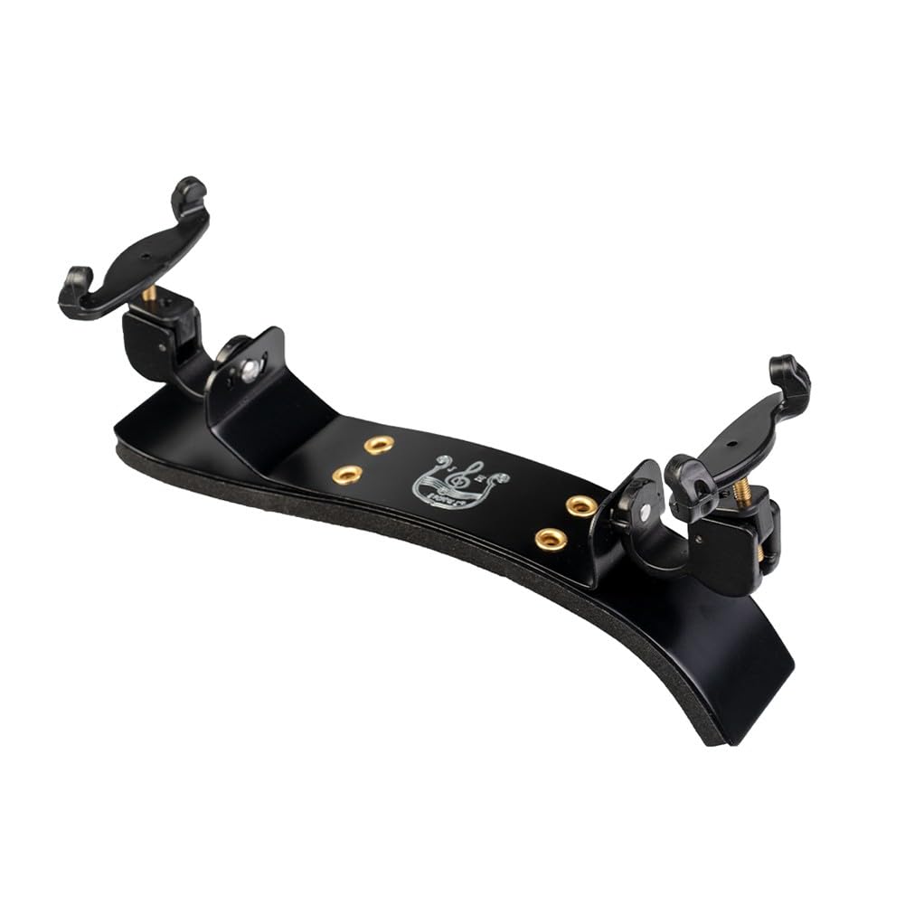 Whychstore Spalliera per violino in stile tedesco, supporto regolabile in lega con gancio imbottito per violino 3/4 4/4, nero