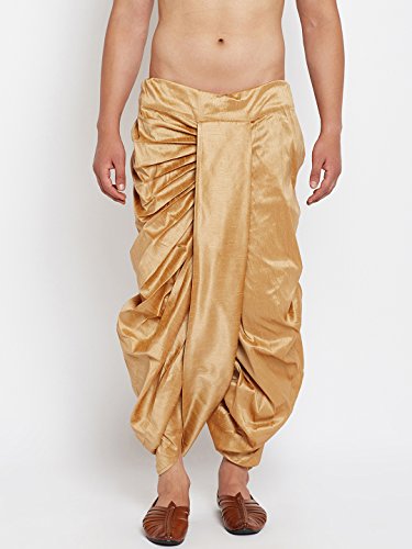 Image of SOJANYA (Since 1958 Mens Black Stitched Dupion Silk Dhotis, Size: Freesize