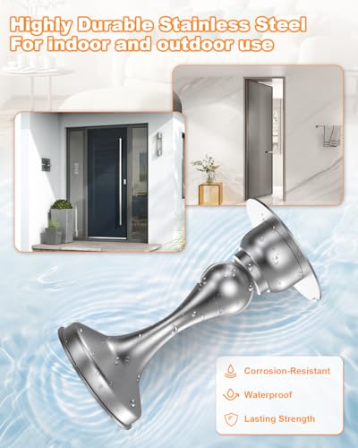 Image of Crosize Magnetic Door Stoppers 6 Pack, Stainless Steel Door Stops for Wall and Floor Mounting, Door Holder Keep Door Open, No Drilling Door Stop with 3D Adhesive Tapes, Silver