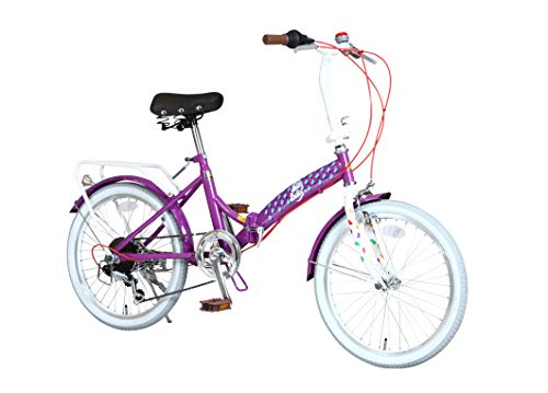 Jelly Belly 折りたたみ自転車 20インチ 20型 6段変速付 TJB-206FD パープル/ホワイト