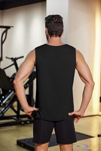COOFANDY Tank Top Herren Workout Muskelshirt Laufen Fitness Achselshirt Gym Lässig Sleeveless Functionsshirts Training Atmungsaktiv Sommer Leicht Sport Sleeveless Shirt Schwarz Flamingo M 4