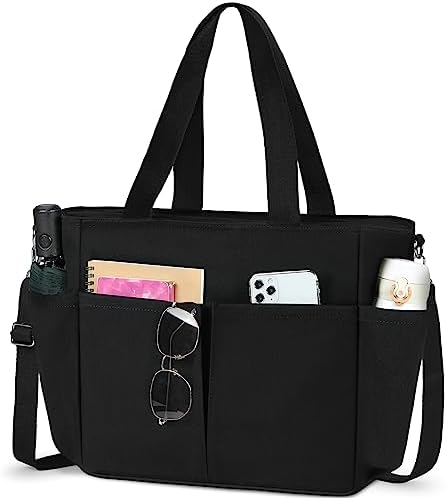 Canvas Tote Bag for Women Water Resistant Crossbody Purse Large Handbags Shoulder Bag with Zipper for Work School Beach