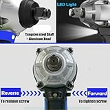 18V 2 in 1 Cordless Impact Wrench Cordless Drill Ratchet Cordless Screwdriver Brushless, 4pcs Scokets, 6 Drill Bits, 1/2" Drive Dual Speed Automatic Power Tool with LED Work Light - Image 7