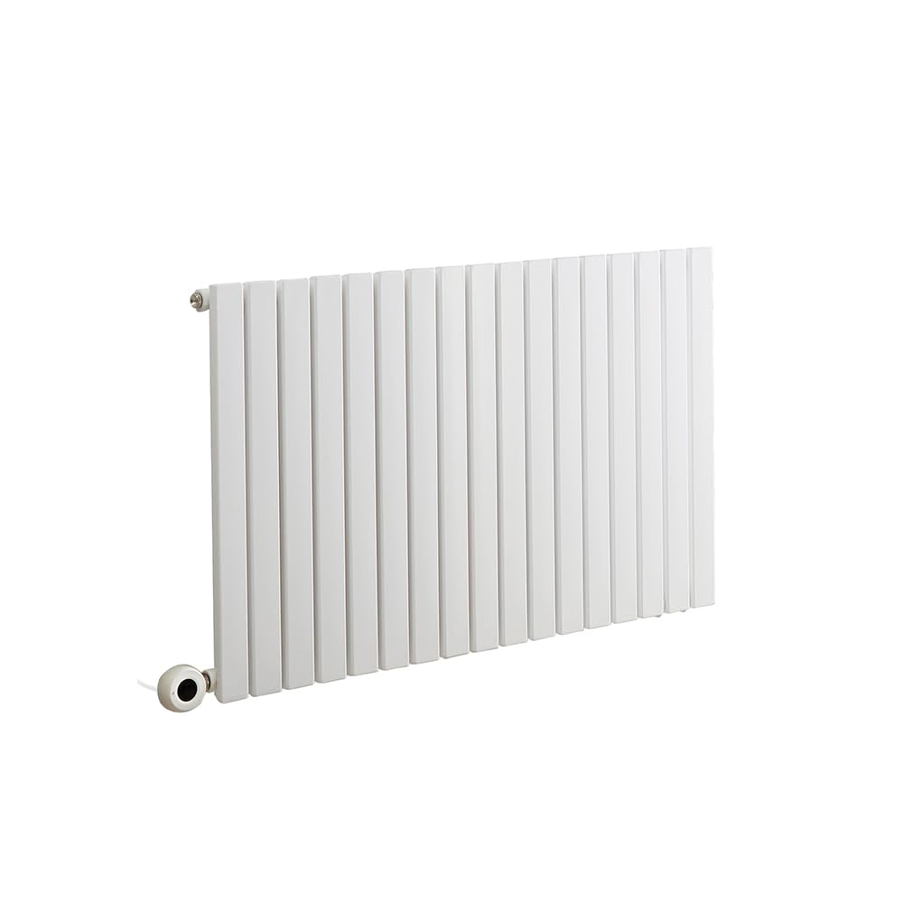 Milano White Electric Designer Radiator - Horizontal (Single Panel) - 635Mm X 1000Mm With Hardwired Wi-Fi Thermostatic Heating Element