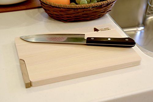 Tabla de Cortar de Madera Umezawa 44301, Tonos Hinoki, con Soporte Independiente, 27 x 18 x 1.5 cm, Hecho en Japón miniatura 5