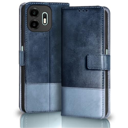 Image of TheGiftKart Flip Back Cover Case for OnePlus N6 5G | Dual-Color Leather Finish | Inbuilt Stand & Pockets | Wallet Style Flip Back Case Cover for OnePlus N6 5G (Faux Leather, Blue & Sky)