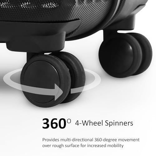 Image of Kenneth Cole Abs 3-Piece 8 Wheel Hardcase Spinner Luggage Set for Seamless Travel | Durable and Lightweight | Trolley Bag | Suitcase (Black, 3-Piece Set (20 inch /24 inch /28 inch))