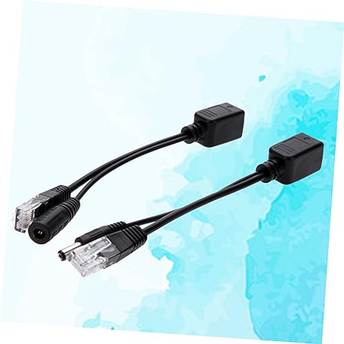 Mikikit 2pcs Adaptador Divisor Poe Cable Negro Conector Dc Jack para Cámaras IP, Routers y Monitoreo de Seguridad miniatura 2