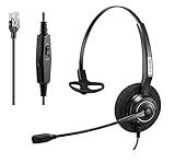 Arama Phone Headset with Microphone Noise Canceling & Mute Switch RJ9 Telephone Headsets Compatible with Polycom Mitel ShoreTel Plantronics AltiGen Digium Avaya Aastra Adtran Landline Phones