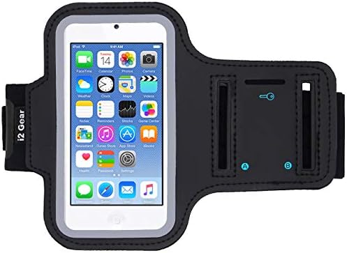 i2 Gear Running Exercise Armband for iPod Touch 7th, 6th and 5th Generation MP3 Players and Phones with Reflective Border and Key Holder (Black)