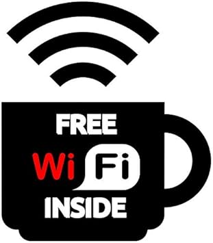 ISEE 360 Free WiFi Inside Sign Board Sticker Water Proof for Cafe Office Home Hospital Vinyl Black and Red Signage L X H 10 X 12.5 Cms