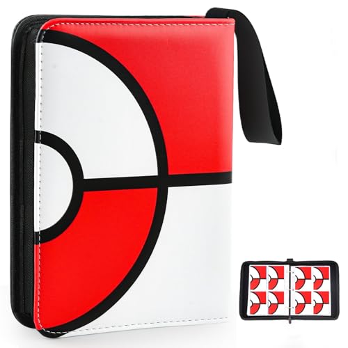 Card Binder 4 Pocket, Trading Card Holder Fits 400 Cards with 50 Removable Sleeves, Large Capacity & Waterproof Zipper Album Holder for Trading Card Collector, Portable Collection Card Album for Cards