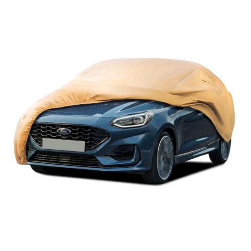 JURMON Funda para coche resistente para exteriores Compatible con Ford Fiesta, resistente al viento, para todo clima, impermeable, protección contra el sol, la lluvia, los rayos UV, el polvo, la nieve