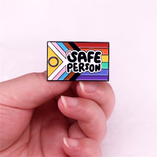 Rainbow Flag Brooch You Are Safe With Me Brooch Safe Person Words Pin Pride Lapel Pins For Backpacks Badges Decor Accessories Jewelry Gift Nurse Doctor Medical Students Rainbow Lapel Pin2
